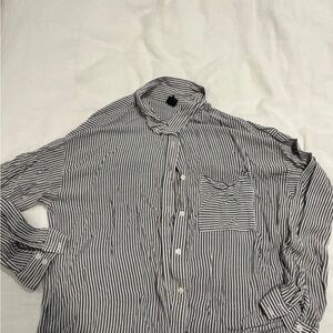 Classic Gray and White Striped Shirt